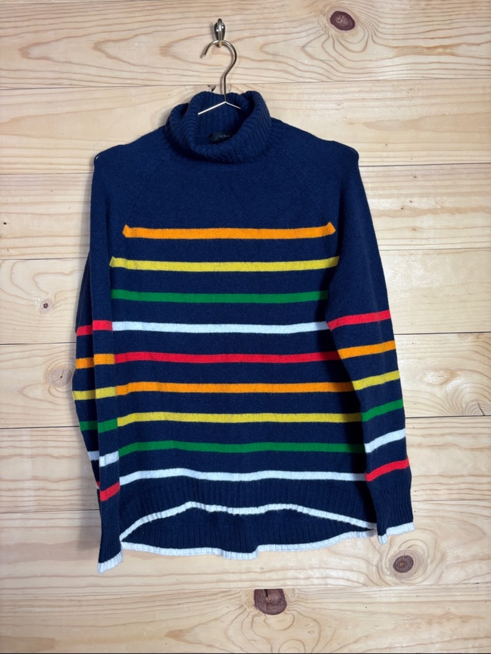 Jcrew multi‎ rainbow striped turtleneck sweater size S